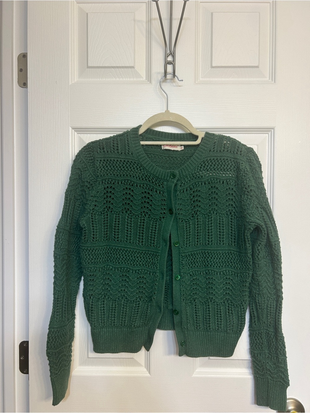 Cath Kidston Dark Green Openwork Knit Button-Front Cardigan
